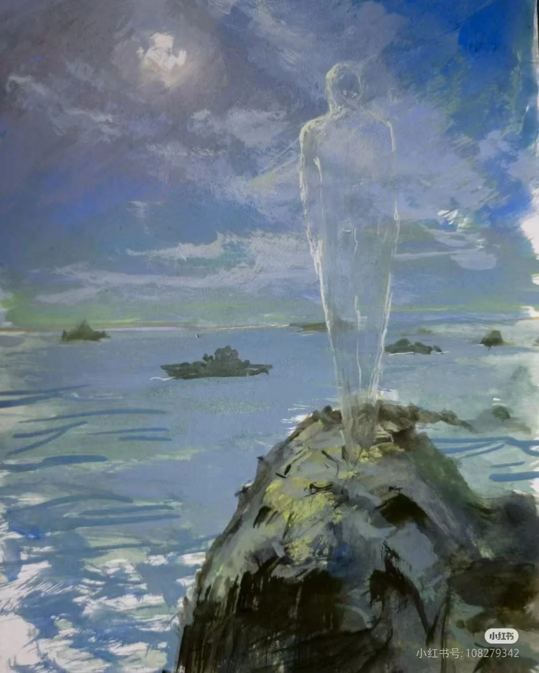 蓝色水面艺术画